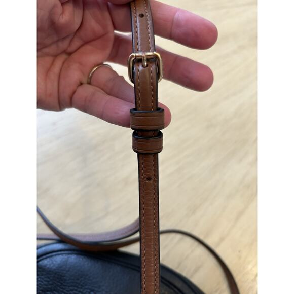 Coach Horse & Carriage Crossbody Bag Embossed Logo Black Leather Red Purse - Picture 8 of 16